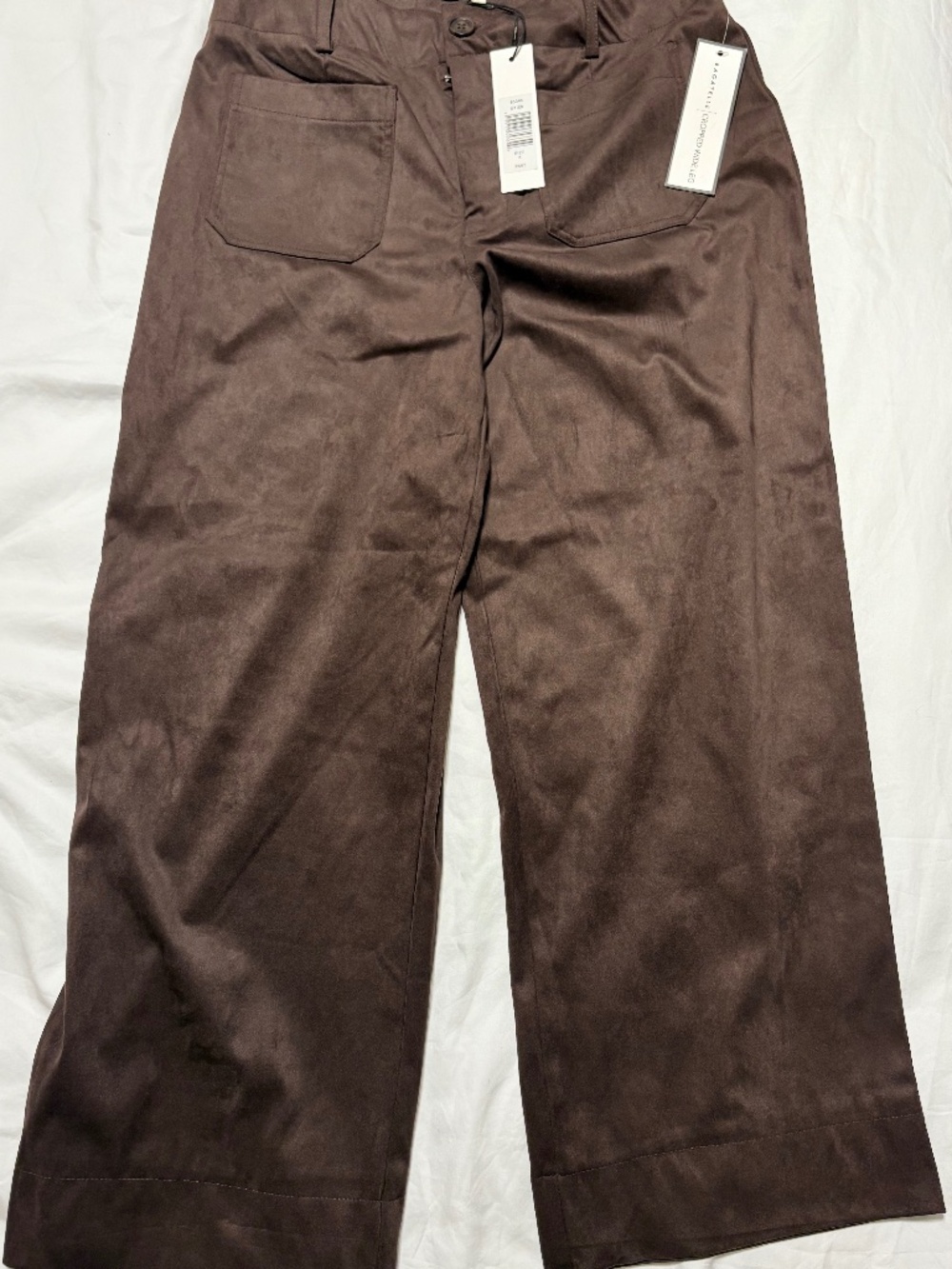 NWT Bagatelle Faux Suede Cropped Wide Leg Pants Size 8 Bitter Brown High Rise
